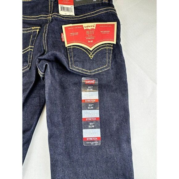 NWT Boy's Levi's Performance 511 Slim Stretch Jeans Size 4 Regular Dark Wash - Picture 3 of 9